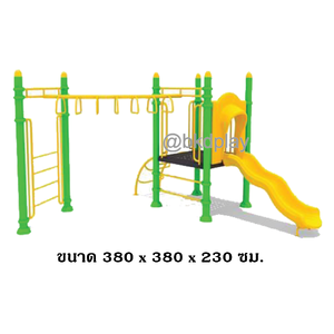 เครื่องเล่นสนามกลางแจ้ง ชุดเครื่องเล่นเด็ก BA-24 มี 1 รางสไลเดอร์ มีบาร์โหนและบาร์ไต่ 1 ชุด,ครุภัณฑ์สนามเด็กเล่น,งบสพฐ,outdoor Playground,ผลิตในไทย