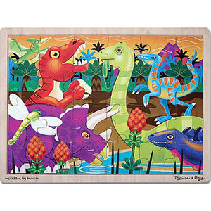 Wooden Jigsaw Dinosaur History 24Pcs ชุดจิ๊กซอไม้ 24ชิ้น รุ่นไดโนเสาร์ ส่งเสริมให้มีทักษะรู้จักการคิดและมีสมาธิ, Melissa & Doug