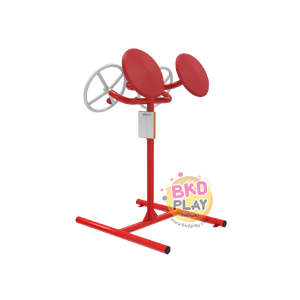 เครื่องออกกำลังกายกลางแจ้งผู้ใหญ่,บริหารข้อมือ-แขน-หัวไหล่ (แบบหมุนวงล้อคู่แบบผสม) ,ลานกีฬาอเนกประสงค์ สวนสาธารณะ ,เทศบาล,หมู่บ้าน,ผลิตในไทย, สั่งทำตามสีที่ต้องการได้ ขนาด 60x120x140 ซม.