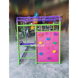 ชุดรวมปีนป่าย4in1 สีหวาน เครื่องเล่นสนามกลางแจ้ง สนามเด็กเล่น ของเล่นเสริมพัฒนาการ