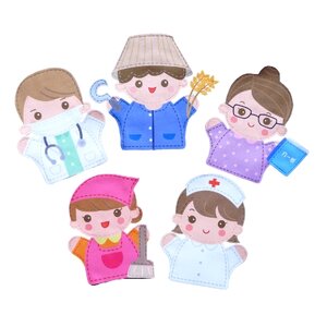 หุ่นมือ บุคคลอาชีพต่าง ๆ ชุด 2 ทำจากผ้าสักกะหลาด ของเล่นเสริมพัฒนาการ ,ของเล่นเสริมทักษะ,ของเล่นเด็ก, สื่อการสอน