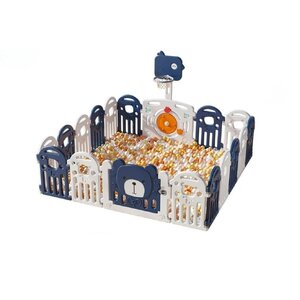 คอกกั้นเด็ก, หมีน้ำเงิน , แป้นบาส, รั้วกั้นเด็ก, พลาสติก สีพาสเทล มีประตูปิดเปิด, บ่อบอล สินค้าพร้อมส่ง คิดค่าส่งตามจริง