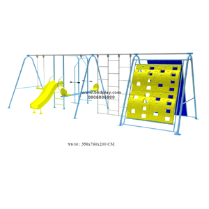 ชิงช้าผสม+บาร์โหน+ปีนป่ายหน้าผา+สไลเดอร์ 80 เครื่อเล่นสนามเหล็ก เครื่องเล่นสนามกลางแจ้ง ของเล่นสั่งผลิต 10-20 วัน
