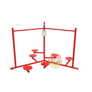 เครื่องออกกำลังกายกลางแจ้งผู้ใหญ่,บริหารข้อสะโพก (แบบยืนบิดเอว 6 ที่) ,ลานกีฬาอเนกประสงค์ สวนสาธารณะ ,เทศบาล,หมู่บ้าน,ผลิตในไทย, สั่งทำตามสีที่ต้องการได้ ขนาด 100 x 100 x120 ซม.