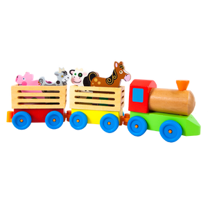 รถไฟของเล่น,ปู็น ปู๊น รถไฟบรรทุกสัตว์, ของเล่นไม้, ของเล่นเสริมพัฒนาการ, ของเล่น, สื่อการสอน