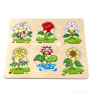 ภาพตัดต่อ ดอกไม้ กระดานหมุดดอกไม้ , ของเล่นไม้, ของเล่นเสริมพัฒนาการ, ของเล่นเด็กอนุบาล, สื่อการสอนเด็กอนุบาล