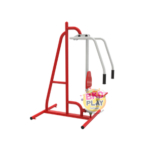 เครื่องออกกำลังกายกลางแจ้งผู้ใหญ่,บริหารกล้ามเนื้อแขน-หัวไหล่ (แบบดันยกตัว) ลานกีฬาอเนกประสงค์ ,สวนสาธารณะ ,เทศบาล ,หมู่บ้าน ,ผลิตในไทย ,สั่งทำตามสีที่ต้องการได้ ขนาด 60 x 100 x160 ซม.