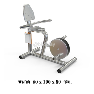 เครื่องออกกำลังกายกลางแจ้งผู้ใหญ่ แบบสแตนเลส บริหารข้อเข่า-ขา (แบบจักรยานล้อเหล็กนั่งพิง) ลานกีฬา อเนกประสงค์ สนามกีฬา ผลิตในไทย สั่งทำตามสีที่ต้องการได้