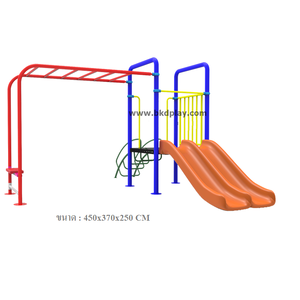 ชุดหอสไลด์80รางคู่+ บาร์โหน เครื่องเล่นสนามกลางแจ้ง เหล็ก ของเล่น สั่งผลิต 10-20 วัน