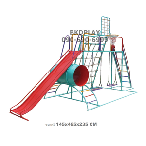 ชุดรวม E เชือกถักใหญ่ ประกอบด้วยสไลเดอร์ชิงช้าปีนป่ายแป้นบาสและถังลอดถ้ำ กระดานลื่นเหล็ก เครื่องเล่นสนามกลางแจ้ง เครื่องเล่นสนามเหล็ก OutdoorPlayground,ผลิตเครื่องเล่นสนาม,เครื่องเล่นในสนามเด็กเล่น,เครื่องเล่นงบสพฐ.,ประชารัฐ, ราคาโรงงาน