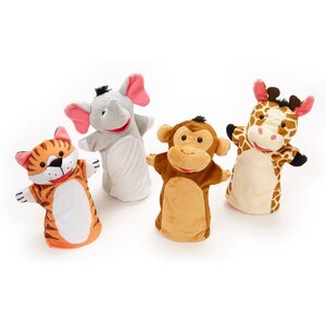 ชุดหุ่นมือ 4 ตัว (ฟาร์ม) ทำจากผ้าคุณภาพดี ส่งเสริมจินตนาการ ส่งเสริมให้เด็กสร้างเรื่อง สวมบทบาท Zoo Friends Hand Puppets Melissa&Doug, รุ่น 9081 ของเล่นเสริมพัฒนาการ,ของเล่น