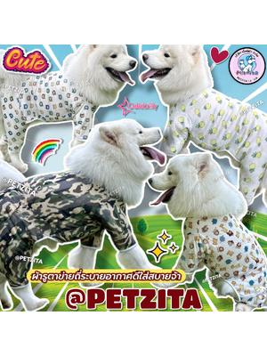 🇹🇭พร้อมส่ง🇹🇭💕🌈🦮 BIG SIZE ชุดสี่ขาแฟชั่น หมาใหญ่ ผ้าตาข่ายใส่สบาย สุนัขพันธุ์กลาง ถึง สุนัขพันธุ์ใหญ่ สัตว์เลี้ยง