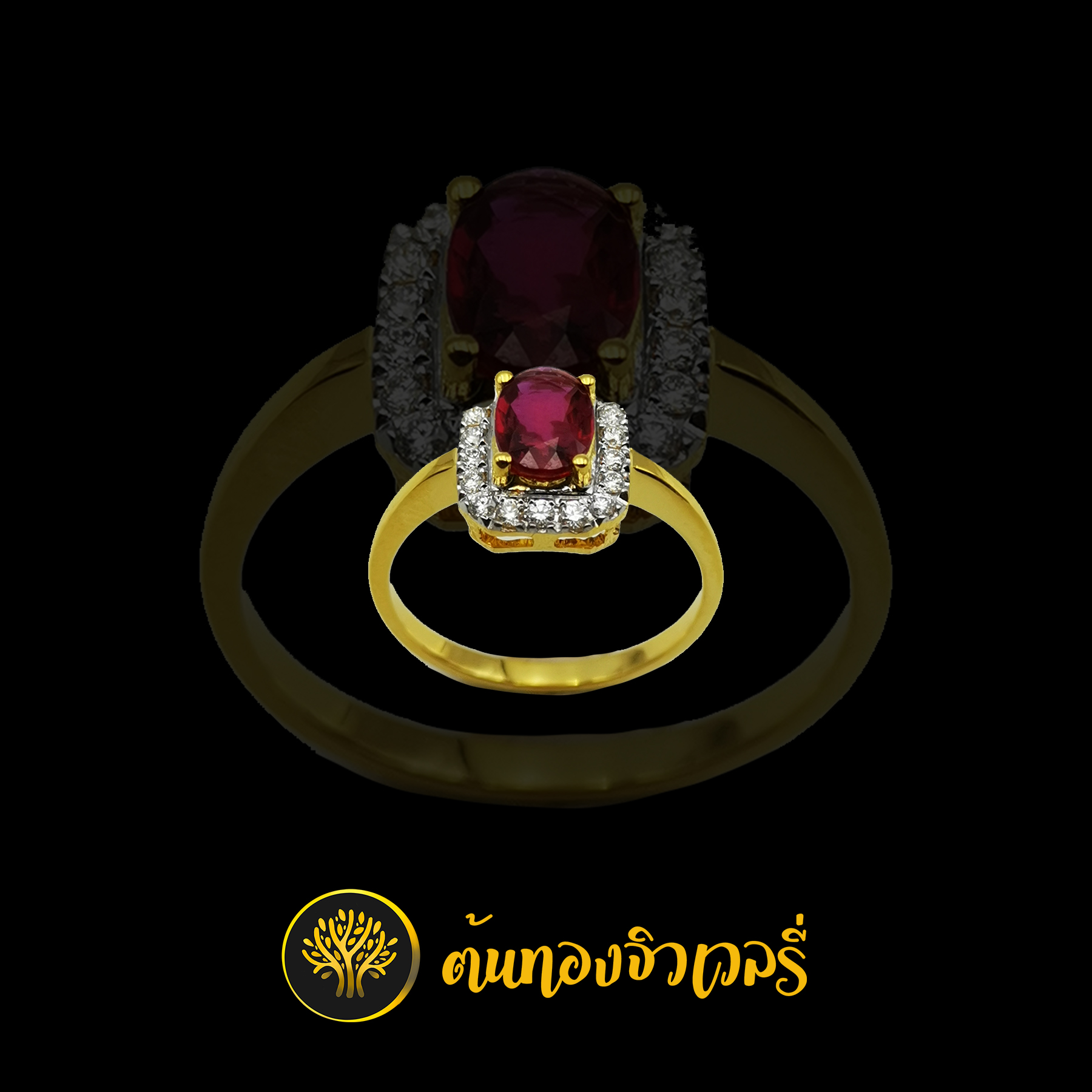 แหวนพลอยทับทิม เพชรล้อม แหวนวงเล็กๆ แต่พลอยเม็ดใหญ่ๆ เด่นๆเลยครับ