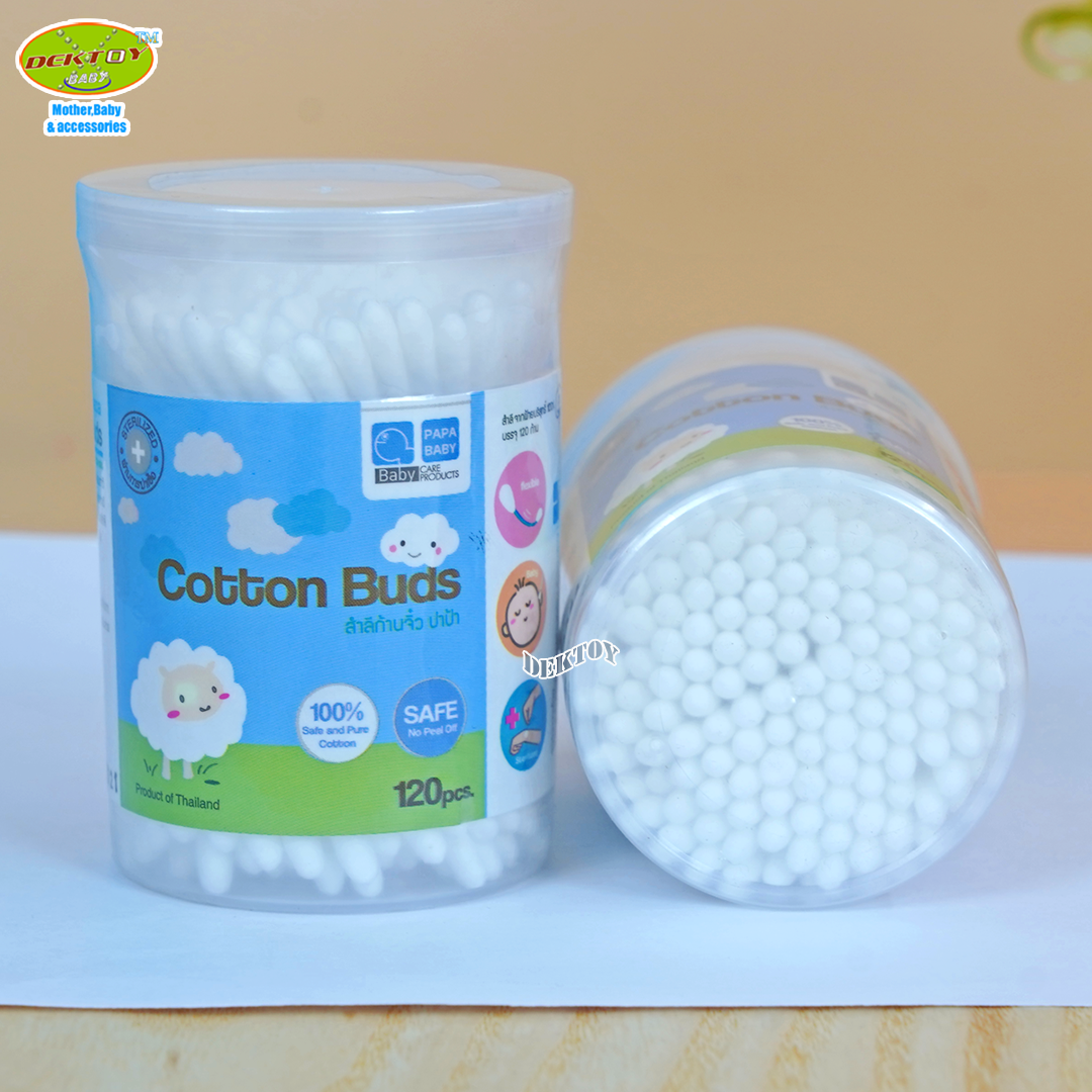 Papa ปาป้า สำลีก้านจิ๋วปาป้า 120 ก้าน