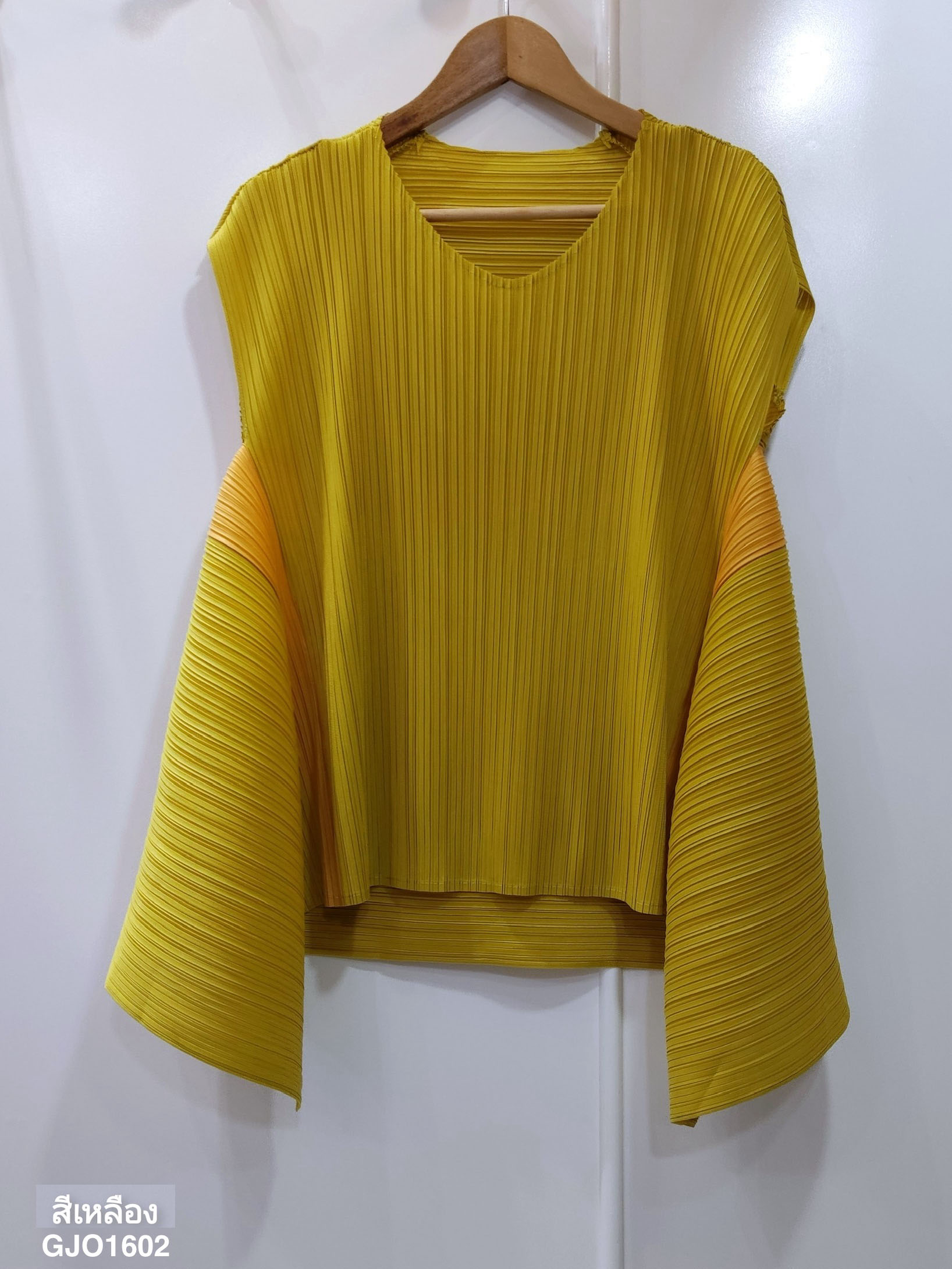 ปรับราคาลง20%!! 2MUAY รุ่น GJO1602 เสื้อพลีทคุณภาพ SHORT SLEEVE 2 TONE FLARE PLEATED TOP 6 สี FREE SIZE