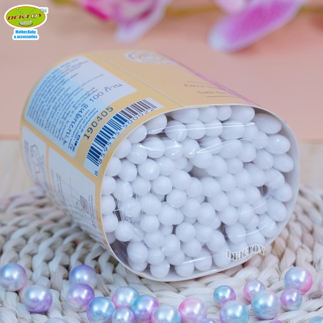 Baby moby เบบี้โมบี้ สำลีก้าน คอตตอนบัตก้านกระดาษหัวใหญ่ ชนิดเติม 100 ก้าน