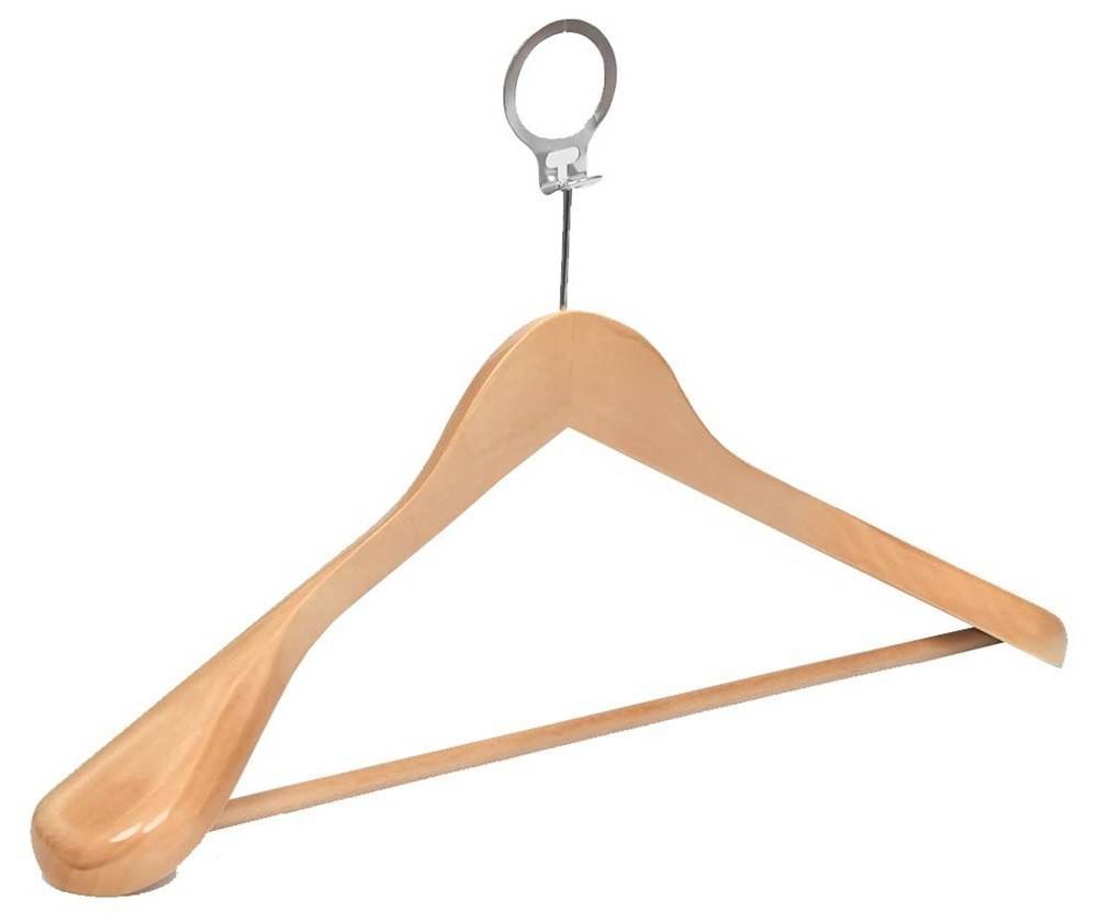 ไม้แขวนเสื้อสูทแบบห่วงมีแถบกันลื่น สีบีช / สีเชอรี่ / สีโอ๊ค (Security hook wooden hanger for suite)