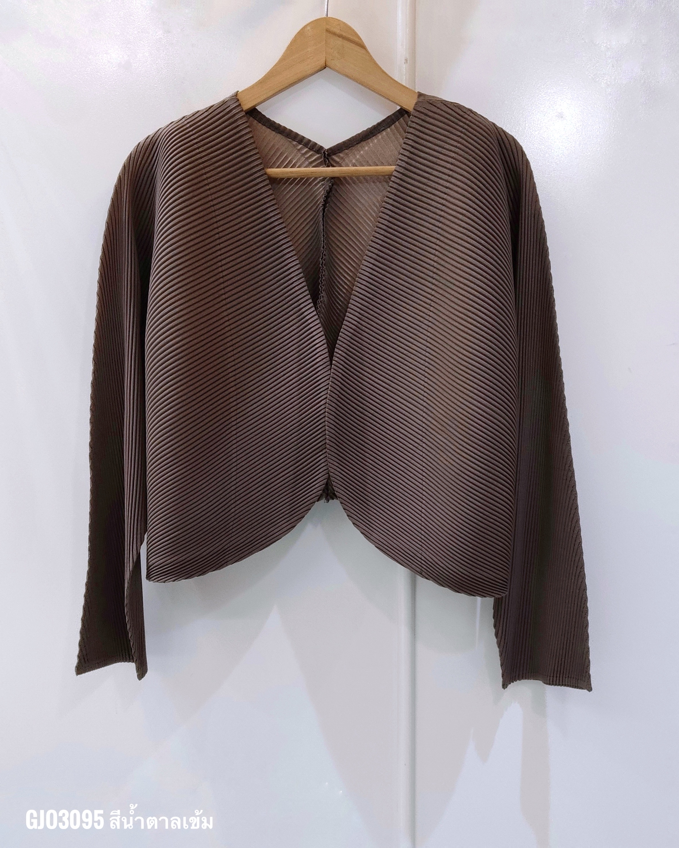 2MUAY รุ่น GJO3095 เสื้อคลุมผู้หญิง เสื้อคลุมพลีทคุณภาพ 6สี FREE SIZE LONG SLEEVE OPEN FRONT THICK PLEAT CARDIGAN