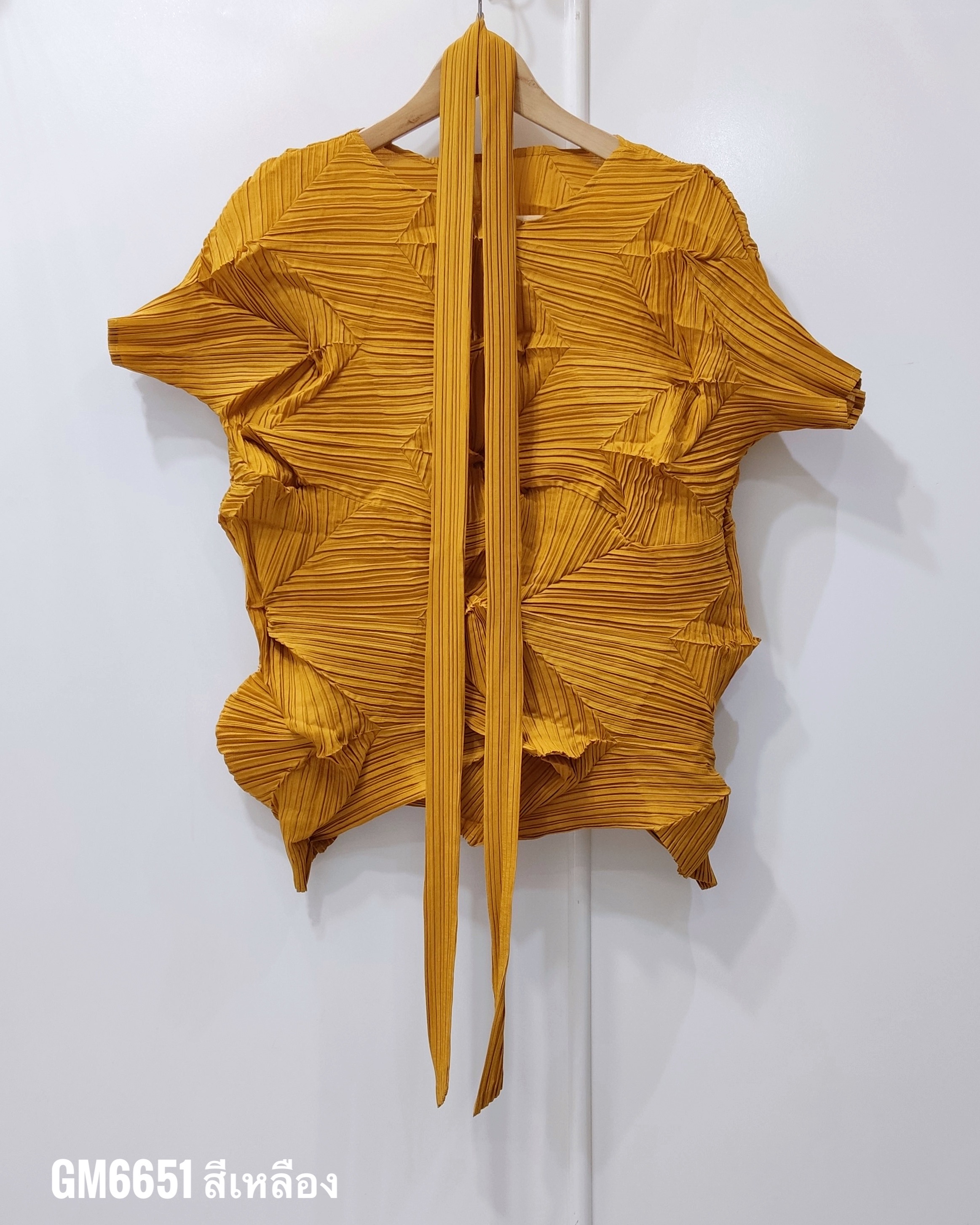 อกถึง 42 นิ้ว 2MUAY รุ่น GM6651 เสื้ออัดพลีท SHORT SLEEVE ZIG ZAG PLEATED TOP 15 สี FREE SIZE