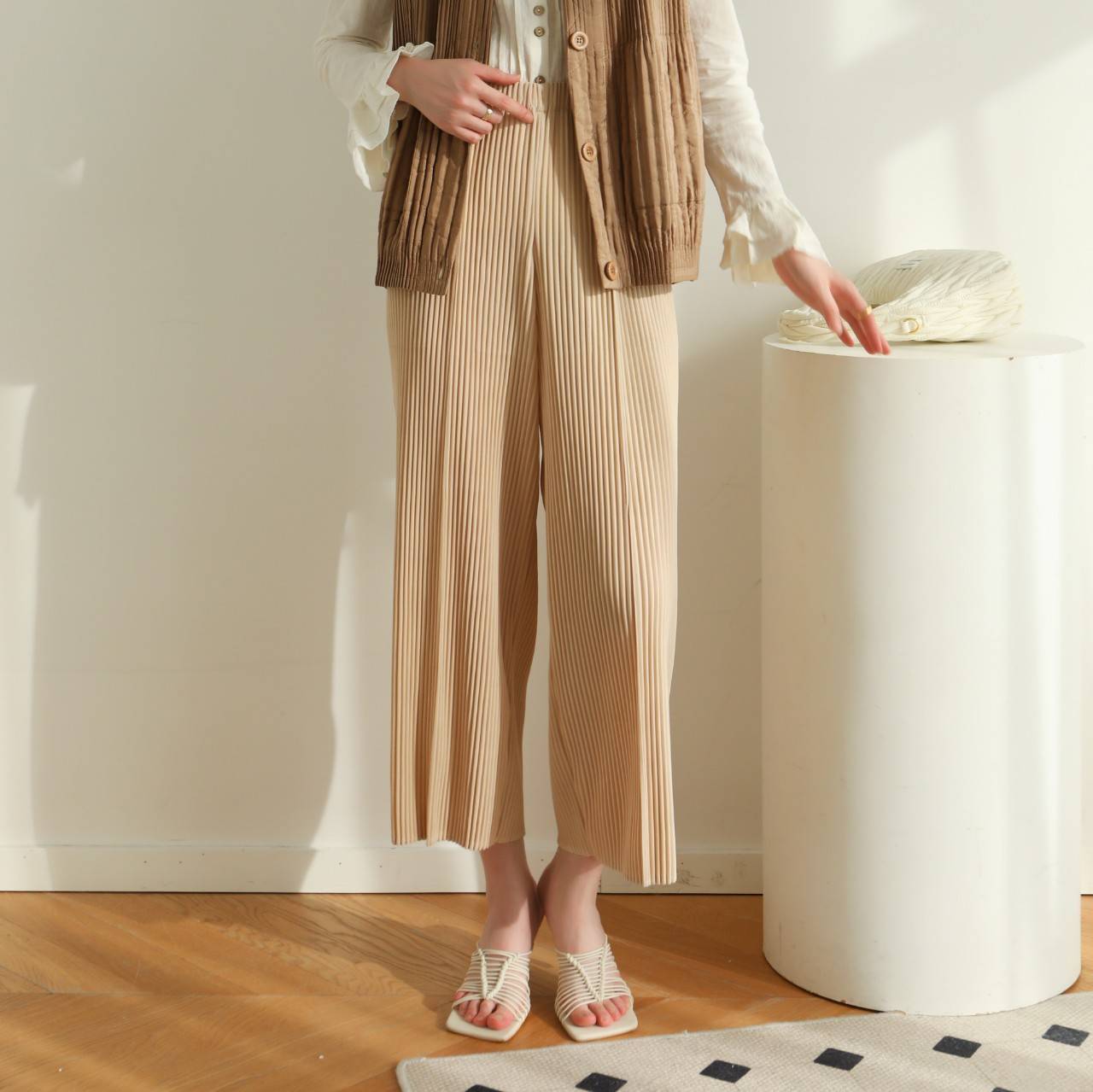 ยาว 36นิ้ว 2MUAY รุ่น GJO2255 กางเกงผู้หญิง กางเกงพลีทคุณภาพ 13สี FREE SIZE THICK STRAIGHT PLEATED PANTS