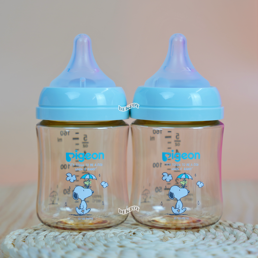PIGEON พีเจ้น ขวดนมพีเจ้นสีชา Snopy PPSU 5 ออนซ์ 160 มล. คอกว้าง แพ็ค 2 ขวด สนูปี้