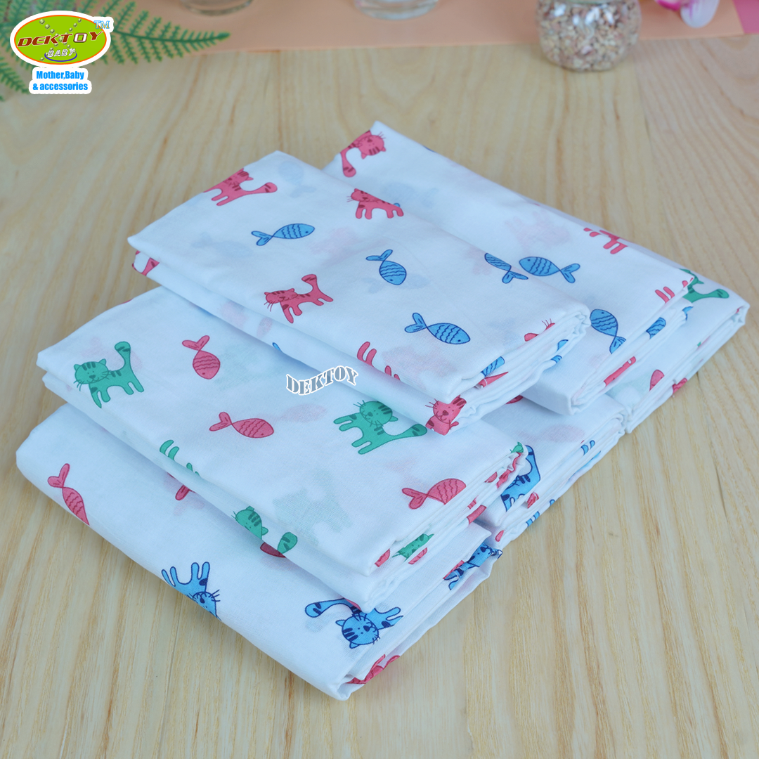 Gold Baby ผ้าอ้อมสาลู 2 ชั้นเกรดA ลายแมว 12 ผืน