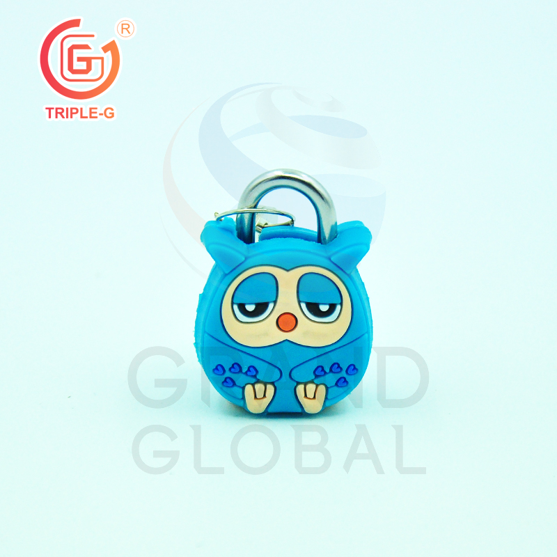 Triple-G พวงกุญแจ แม่กุญแจล็อคกระเป๋า หุ้มยาง ลายสัตว์