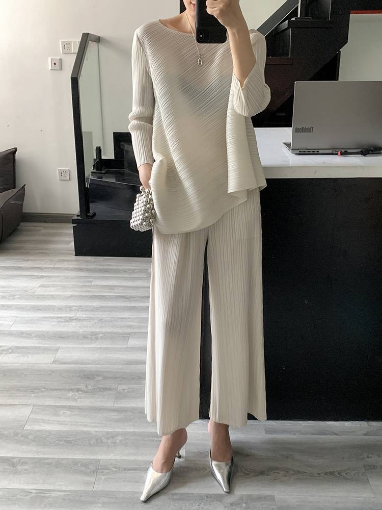 ปรับราคาลง20%!! ยาว 35.5นิ้ว!! 2MUAY รุ่น GJO2122 กางเกงผู้หญิง กางเกงพลีทคุณภาพ 6สี FREE SIZE LOOSE STRAIGHT PLEATED PANTS