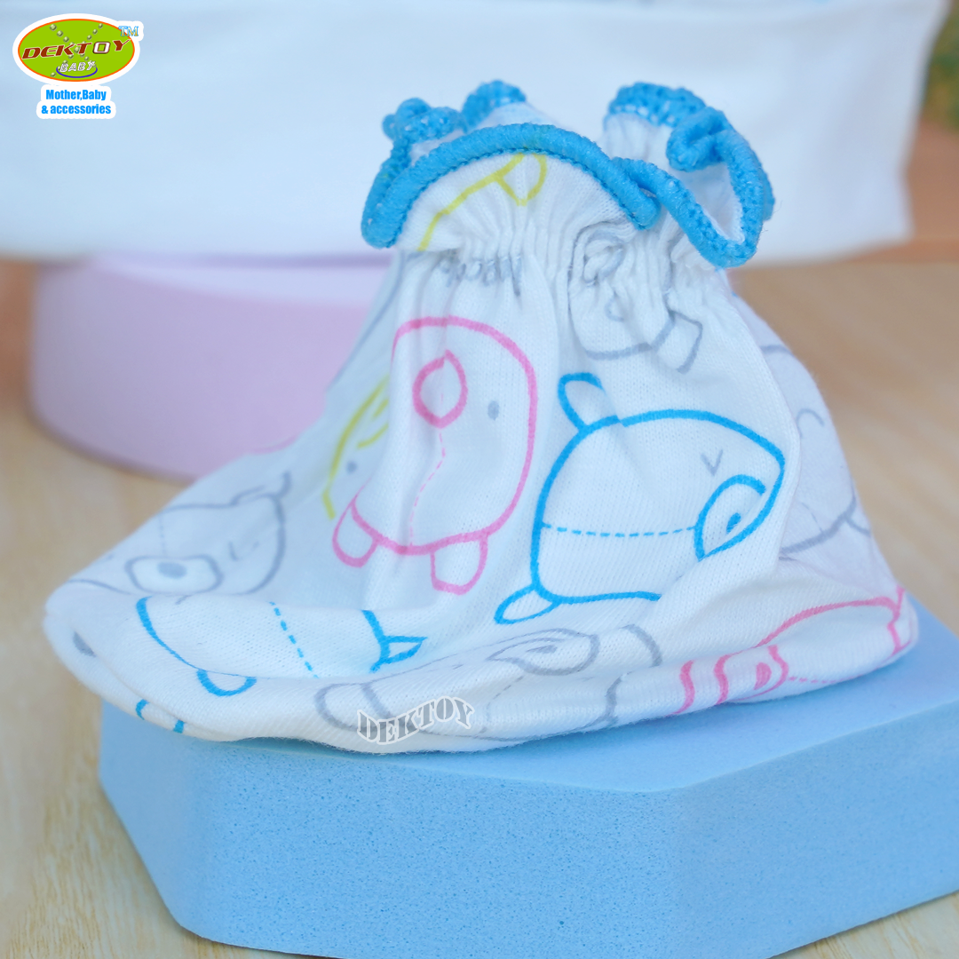 Papa ปาป้าเซ็ท4ชิ้น ถุงมือ+ถุงเท้า+หมวก+ผ้ากันเปื้อน เด็กแรกเกิด โทนเด็กชาย