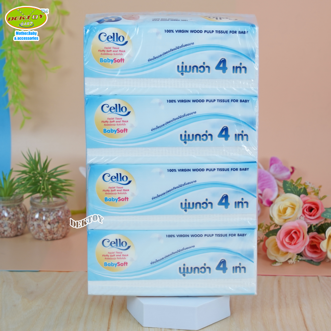 Cello เซลโล่ babysoft กระดาษชำระ ทิชชู่หนา4ชั้น 130 แผ่น 4 ห่อ