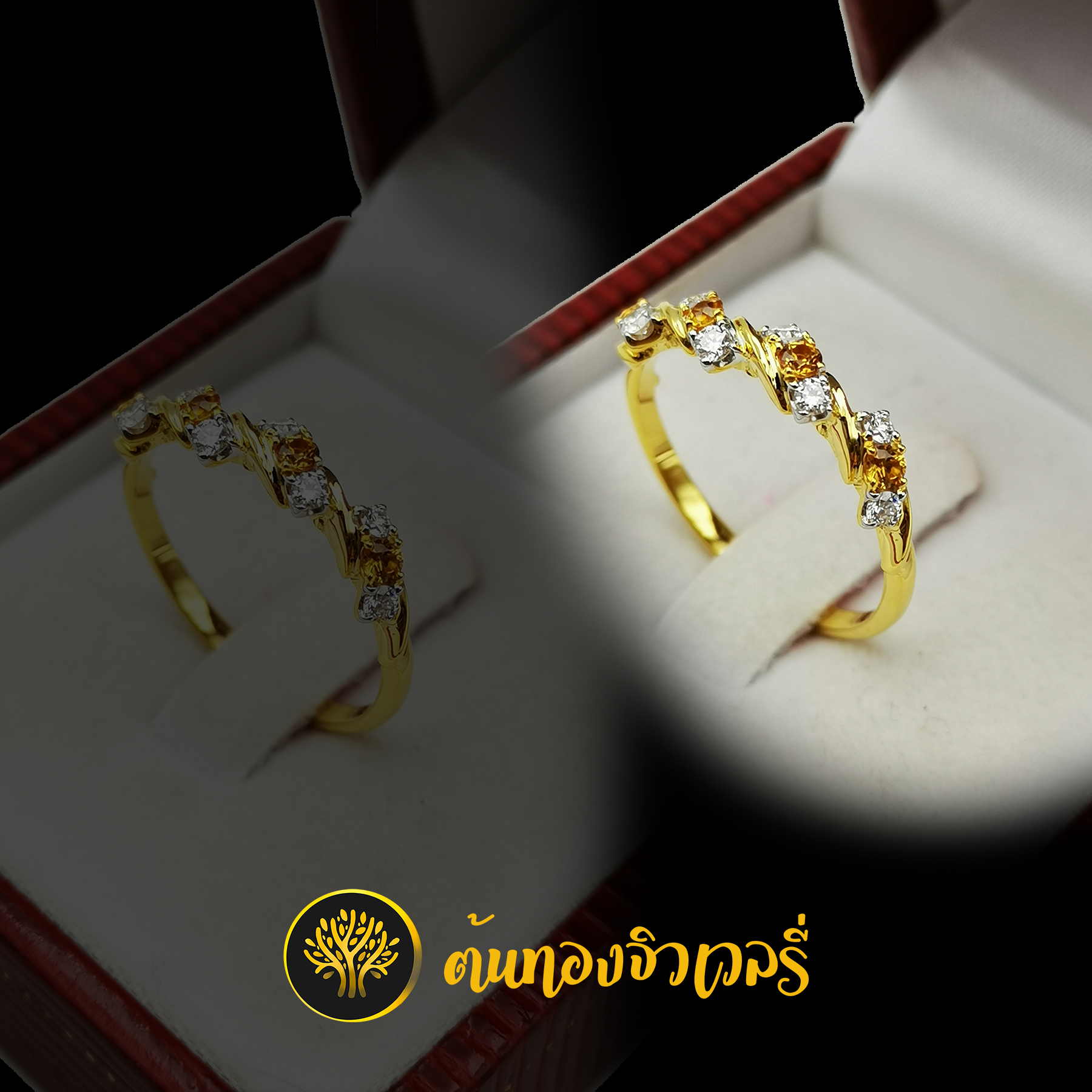 แหวนพลอยบุษราคัม ขั้นเพชร ทรงเกรียวสวยๆแจ่มๆเลยครัชช
