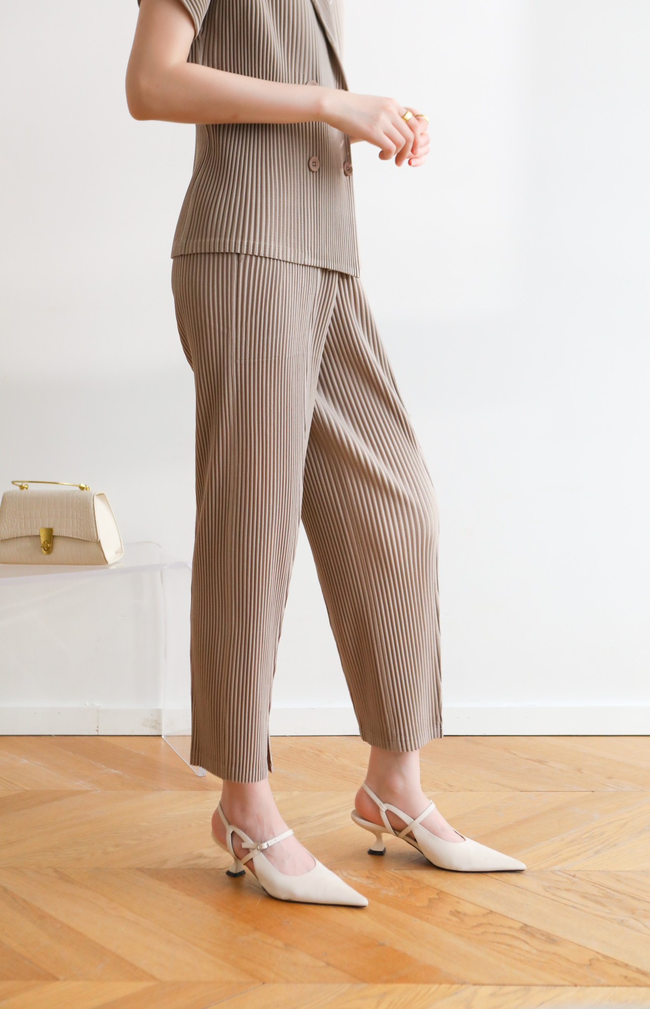 ยาว36,37นิ้ว!! 2MUAY รุ่น GJO8769 กางเกงผ้าหนาอัดพลีท THICK SLIM SPILT FRONT PLEATED PANTS 14 สี FREE SIZE