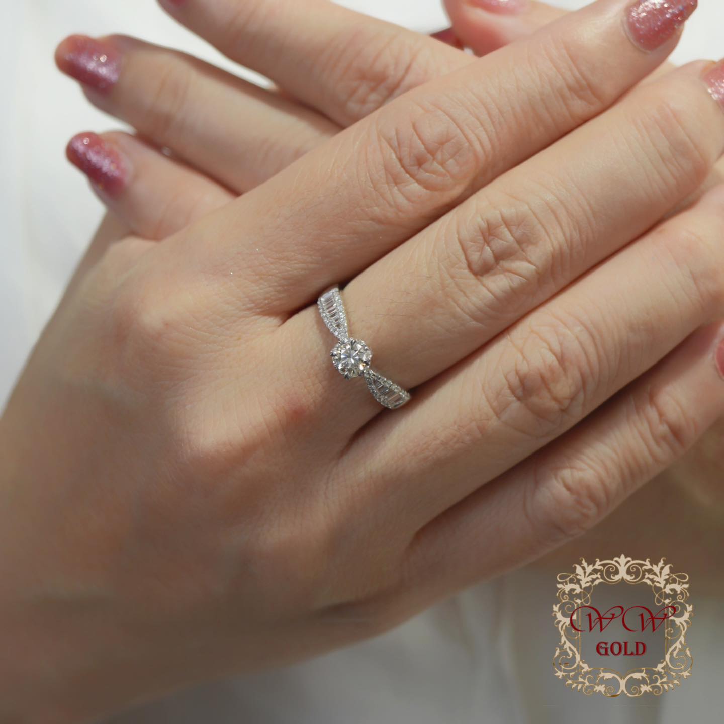 แหวนชูก้าน3แถวเพชรบาเก็ต