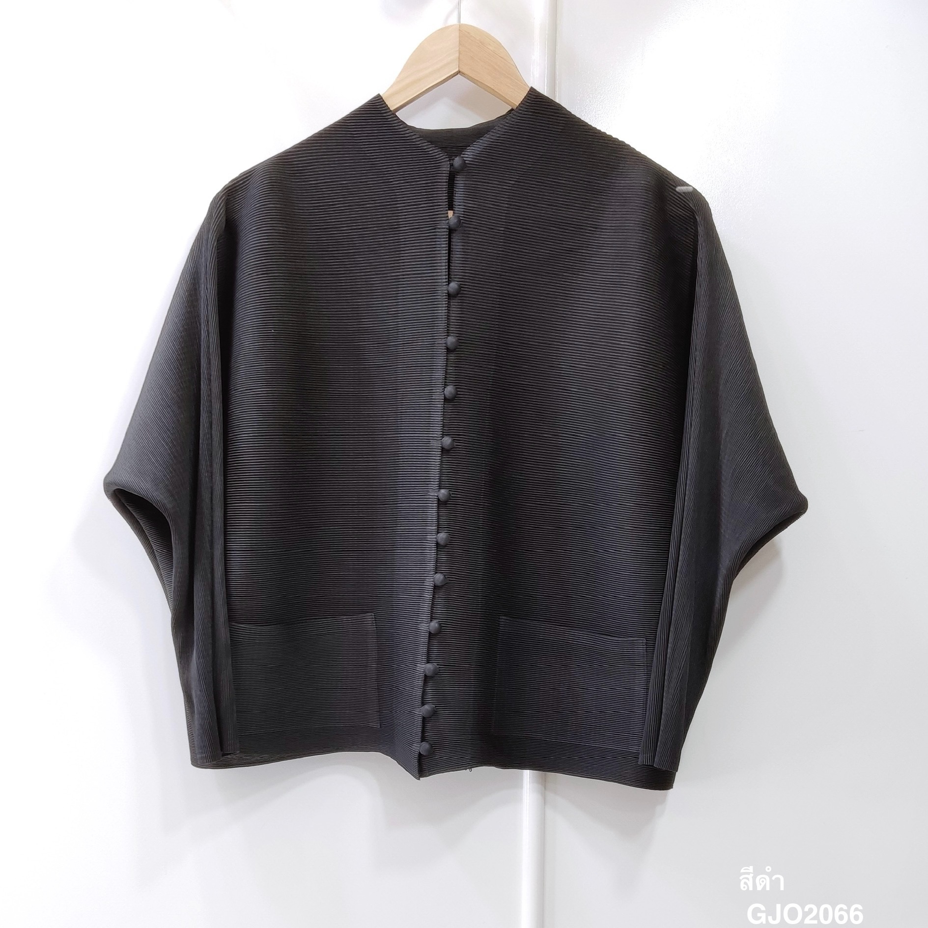 2MUAY BASIC รุ่น GJO2066 เสื้ออัดพลีทงานคุณภาพ BUTTON FRONT PLEATED TOP 17สี FREE SIZE