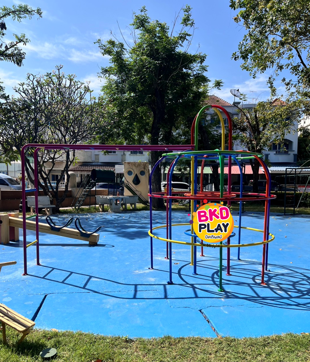 เครื่องเล่นสนาม กลางแจ้ง เหล็ก ชุดโดมกลม มีบาร์โหนบาร์ไต่ 2 ชั้น Outdoor Playground, ราคาโรงงาน
