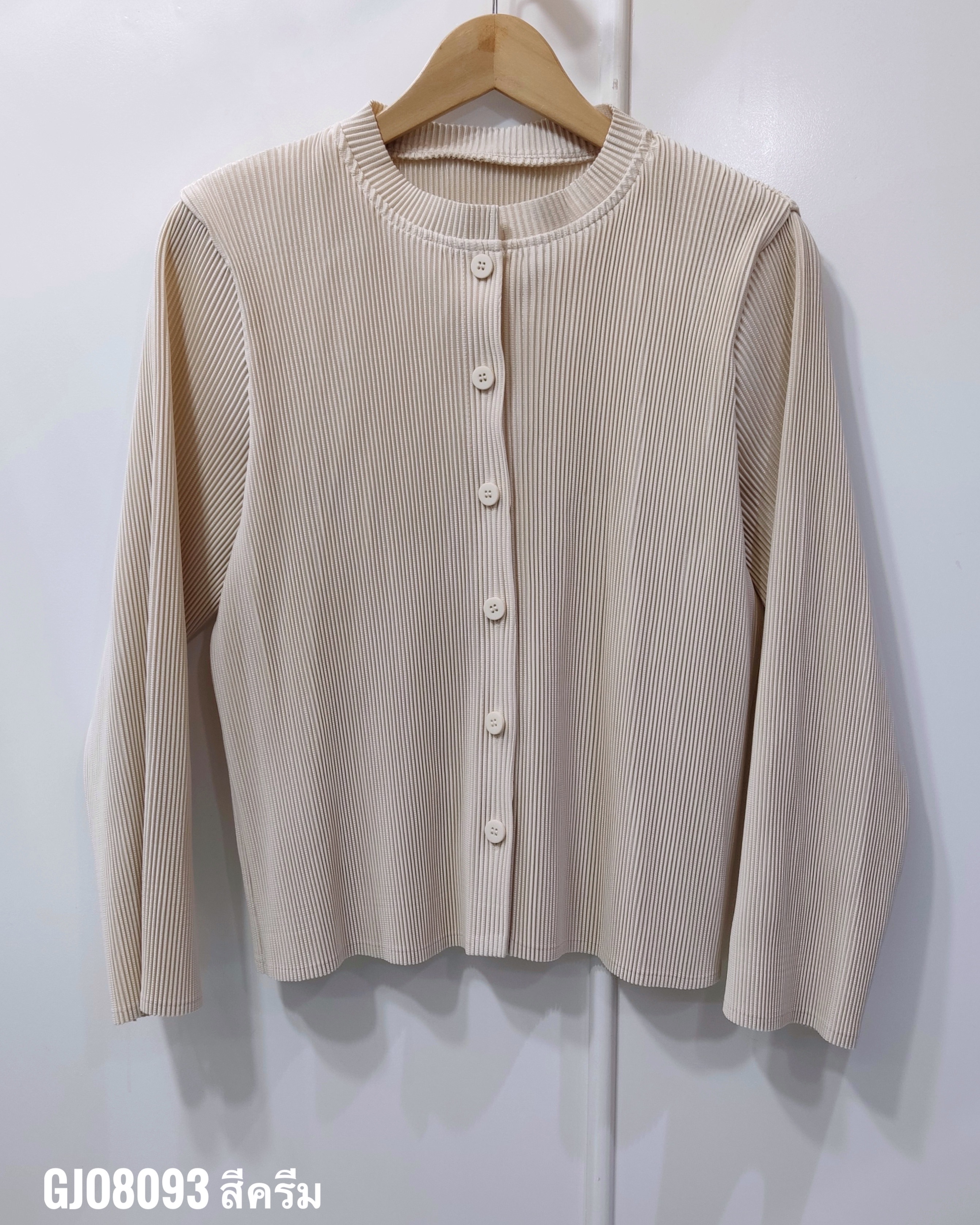 2MUAY รุ่น GJO8093 เสื้ออัดพลีท THICK BUTTON FRONT PLEATED TOP 4 สี FREE SIZE