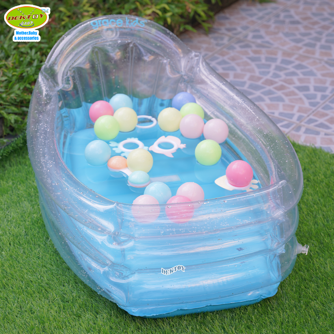 Gracekids เกรซคิดส์ อ่างอาบน้ำ เป่าลมสำหรับเด็ก แถมสูบลมแบบเหยียบ