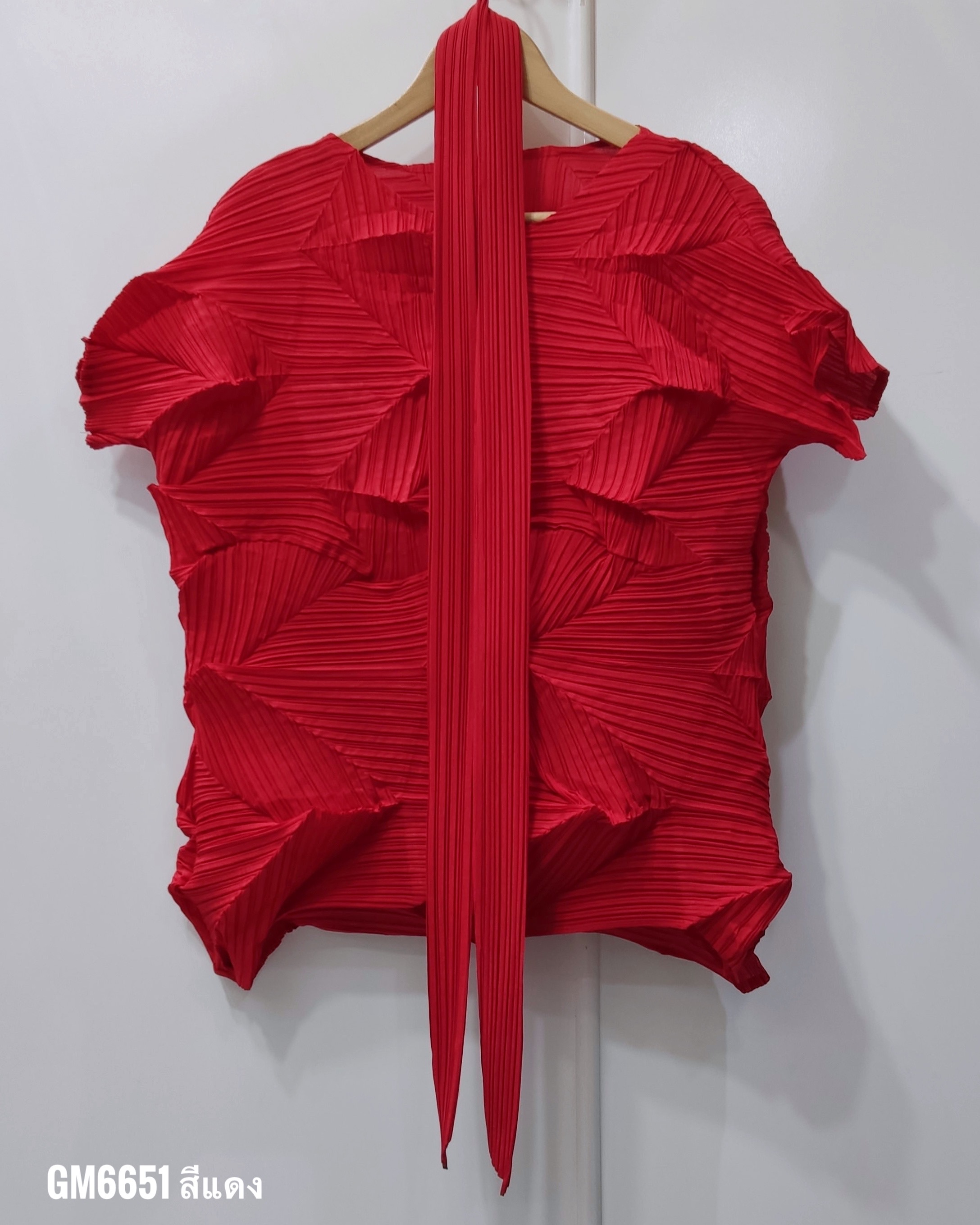 อกถึง 42 นิ้ว 2MUAY รุ่น GM6651 เสื้ออัดพลีท SHORT SLEEVE ZIG ZAG PLEATED TOP 15 สี FREE SIZE