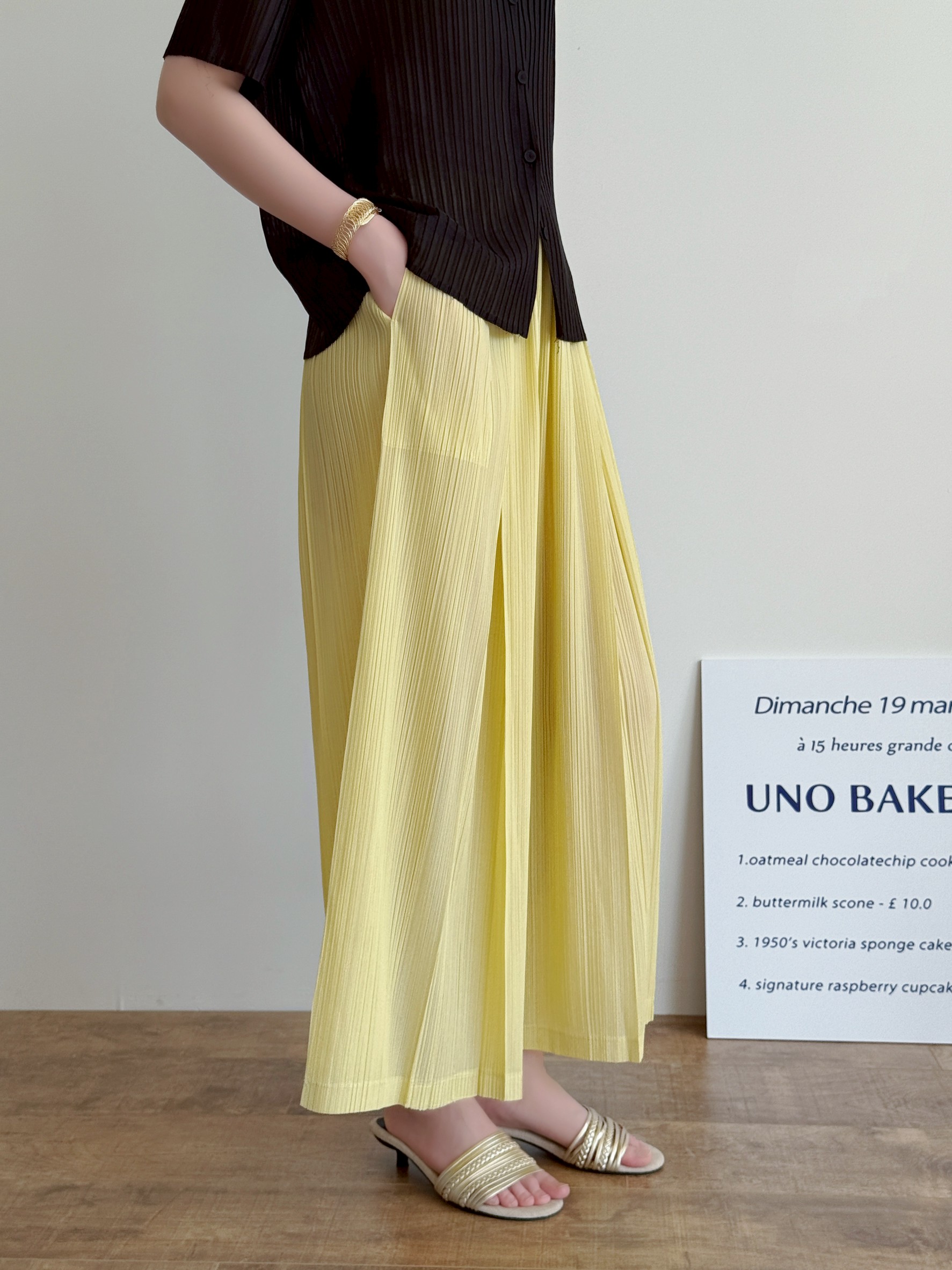 ยาว36นิ้ว! 2MUAY รุ่น GJO10237 กางเกงพลีทคุณภาพ FLOWY WIDE LEG PLEATED PANT 9 สี FREE SIZE