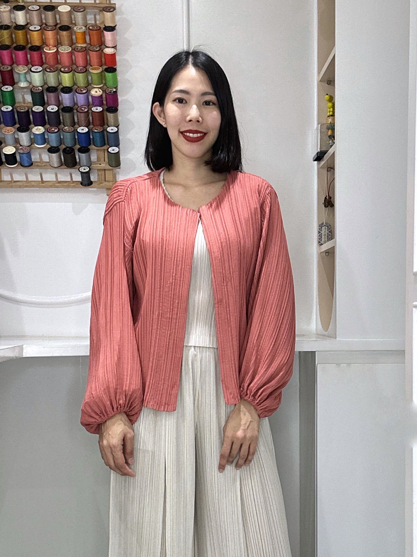 2MUAY รุ่น GJO1299 เสื้อคลุมพลีทคุณภาพ OPEN FRONT VOLUME SLEEVE PLEATED CARDIGAN 8สี FREE SIZE