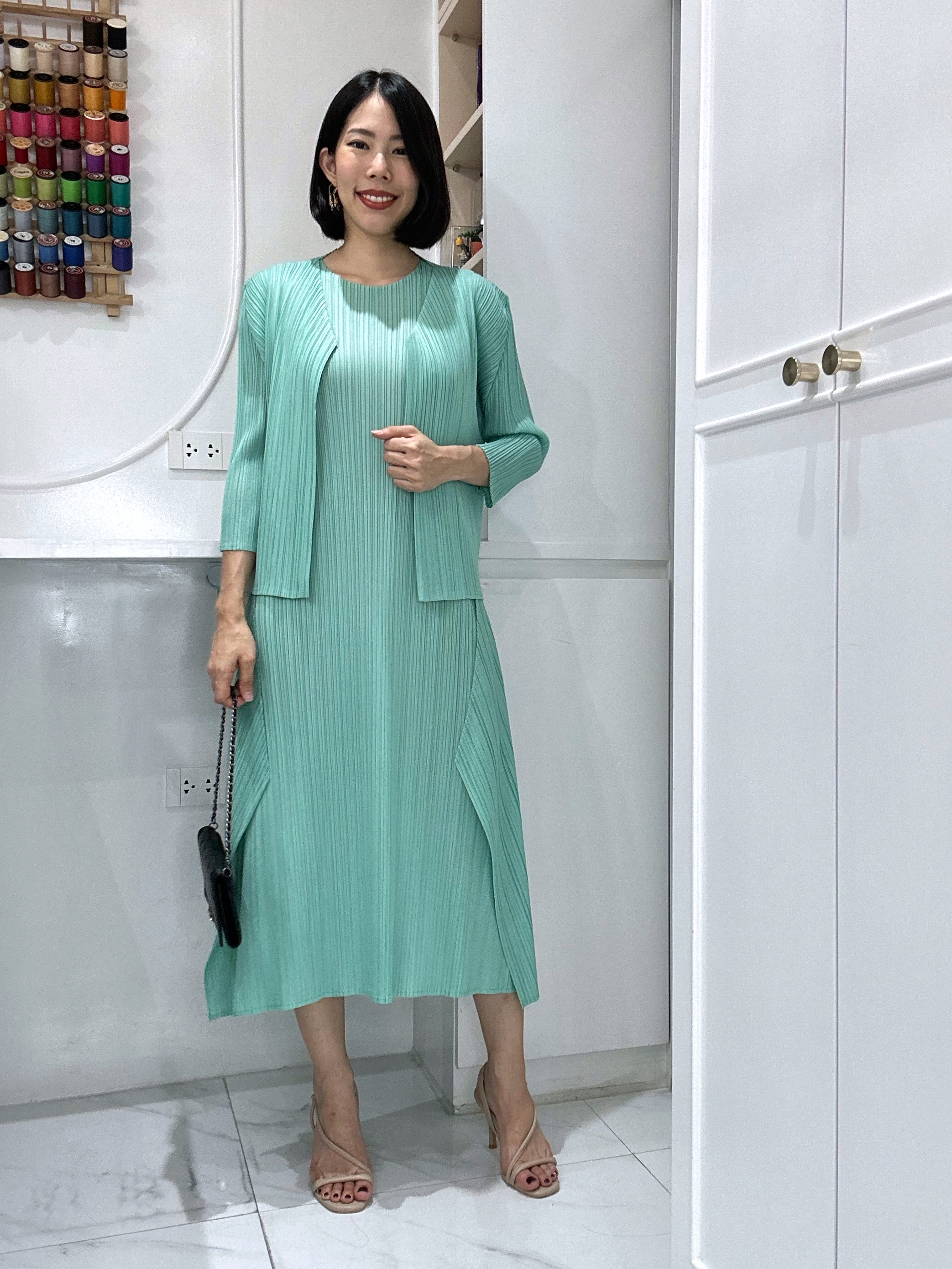 ปรับราคาลง! 2MUAY รุ่น GJO5193-9 / GJO5197-9 เซ็ตพลีทคุณภาพ OPEN FRONT CARDIGAN WITH DRESS PLEATED SET 5สี FREE SIZE