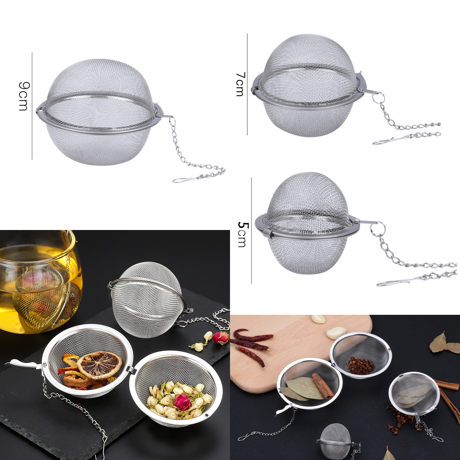 ลูกบอลตาข่ายกรองชา สแตนเลส 304 มีให้เลือก 3ขนาด สแตนเลสเกรดอาหาร ปลอดภัย