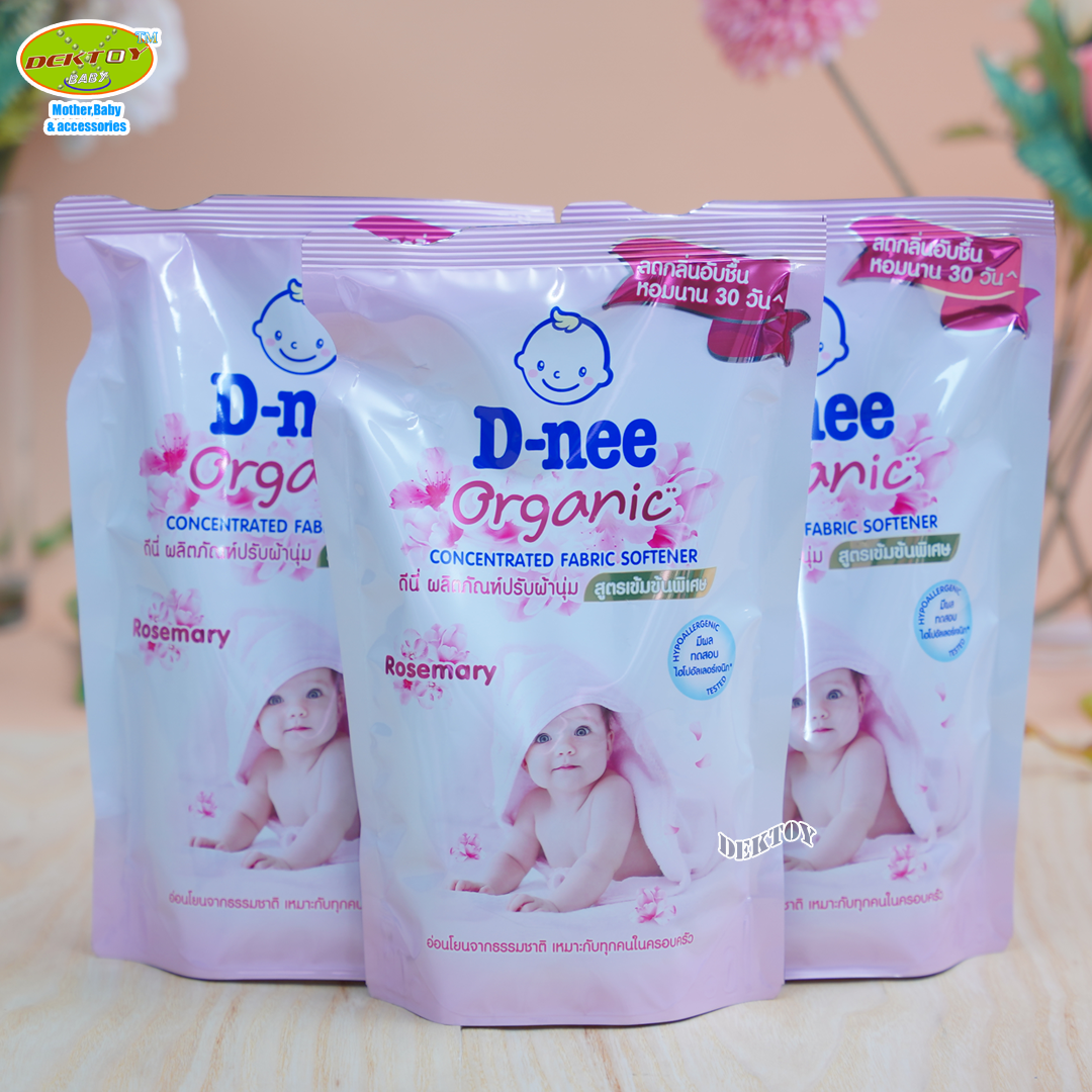 3 ถุง Dnee ดีนี่ น้ำยาปรับผ้านุ่มสูตรเข้มข้นพิเศษ ออร์แกนิค โรสแมรี่ สีชมพู 500 มล.