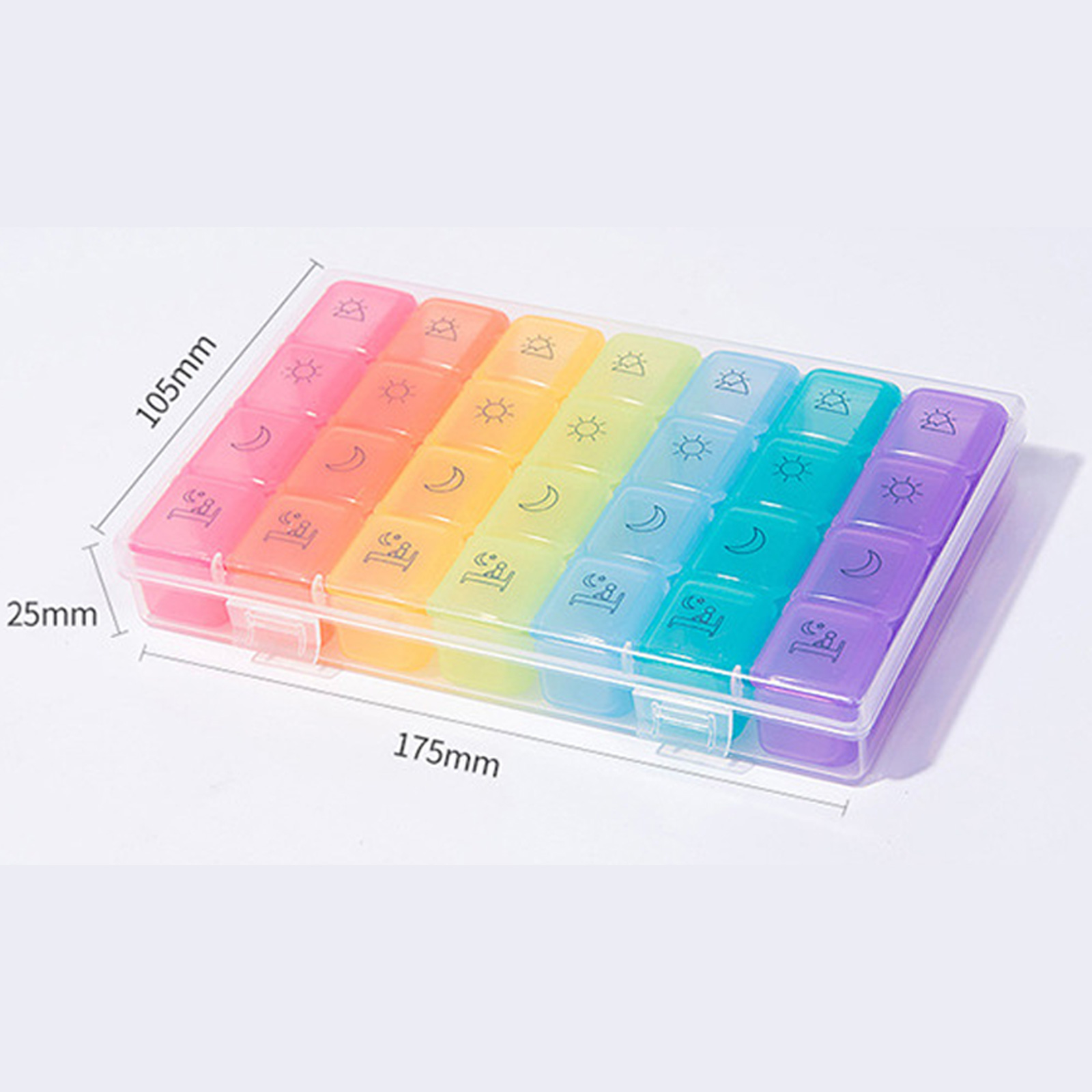 ตลับยา กล่อง4ช่อง ชุด 7ใบ มี2แบบ ใส-มาตรฐาน/สี-อย่างหนา มีกล่องใส่รวม วัสดุไม่มีกลิ่น ปลอดภัย