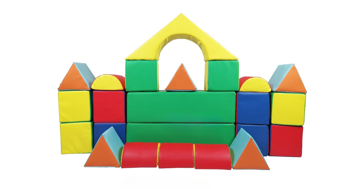 เบาะนุ่มนิ่ม รูปทรงเรขาคณิตนุ่มนิ่ม 23ชิ้น ตัวต่อบล็อค softplay ของเล่นในร่ม Kids Zone