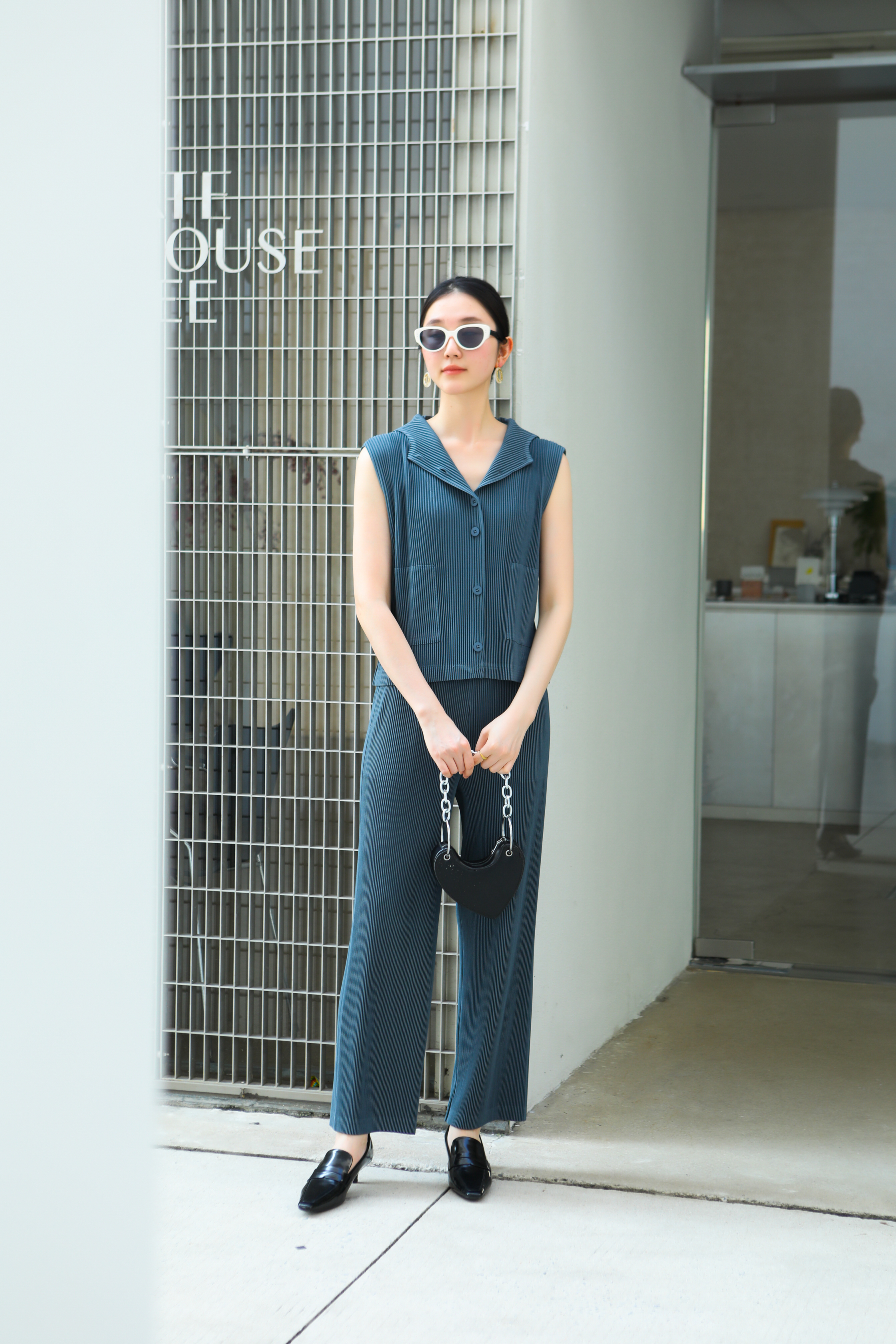 2MUAY รุ่น GJO5103-9 / GJO5151-9 เซ็ตพลีทคุณภาพ THICK SLEEVELESS HOODED TOP WITH PANT PLEATED SET 8สี FREE SIZE