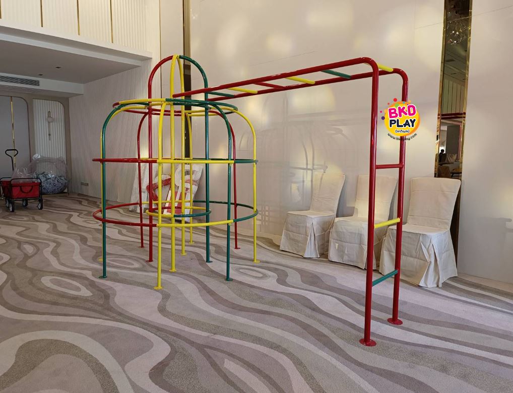 เครื่องเล่นสนามกลางแจ้งเหล็กชุดปีนป่าย โดมกลม บาร์ไต่ 2 ชั้น Outdoor Playground, ราคาโรงงาน สินค้าสั่งผลิต 10-20 วัน