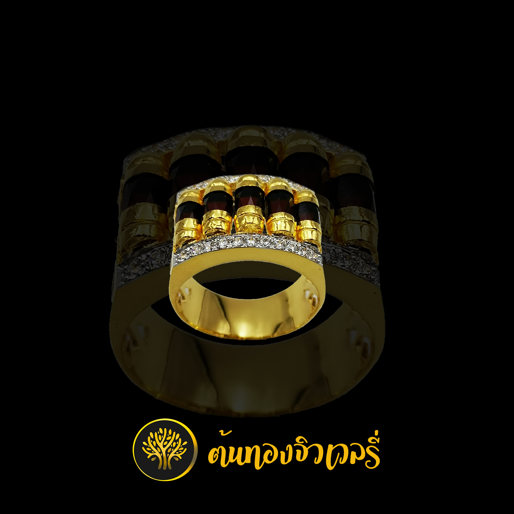 แหวนโกเมนแถว ข้างแกะลาย สวย เนียน เหมือนเช่นเคยครับ