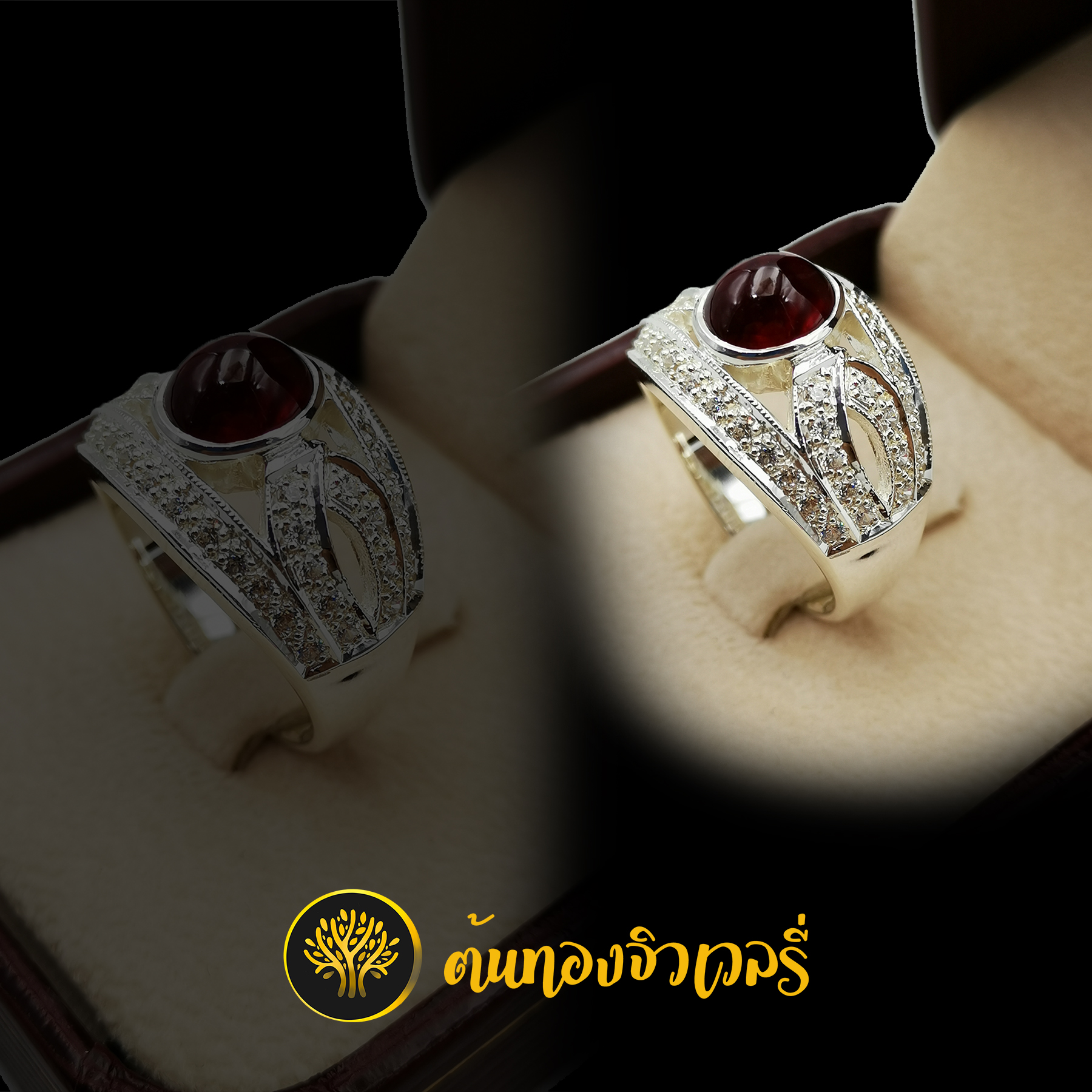 แหวนพลอยทับทิม ข้างฉลุลาย ฝังเพชร สวยๆแจ่มๆ ฝังเพชรนแน่นๆเลย