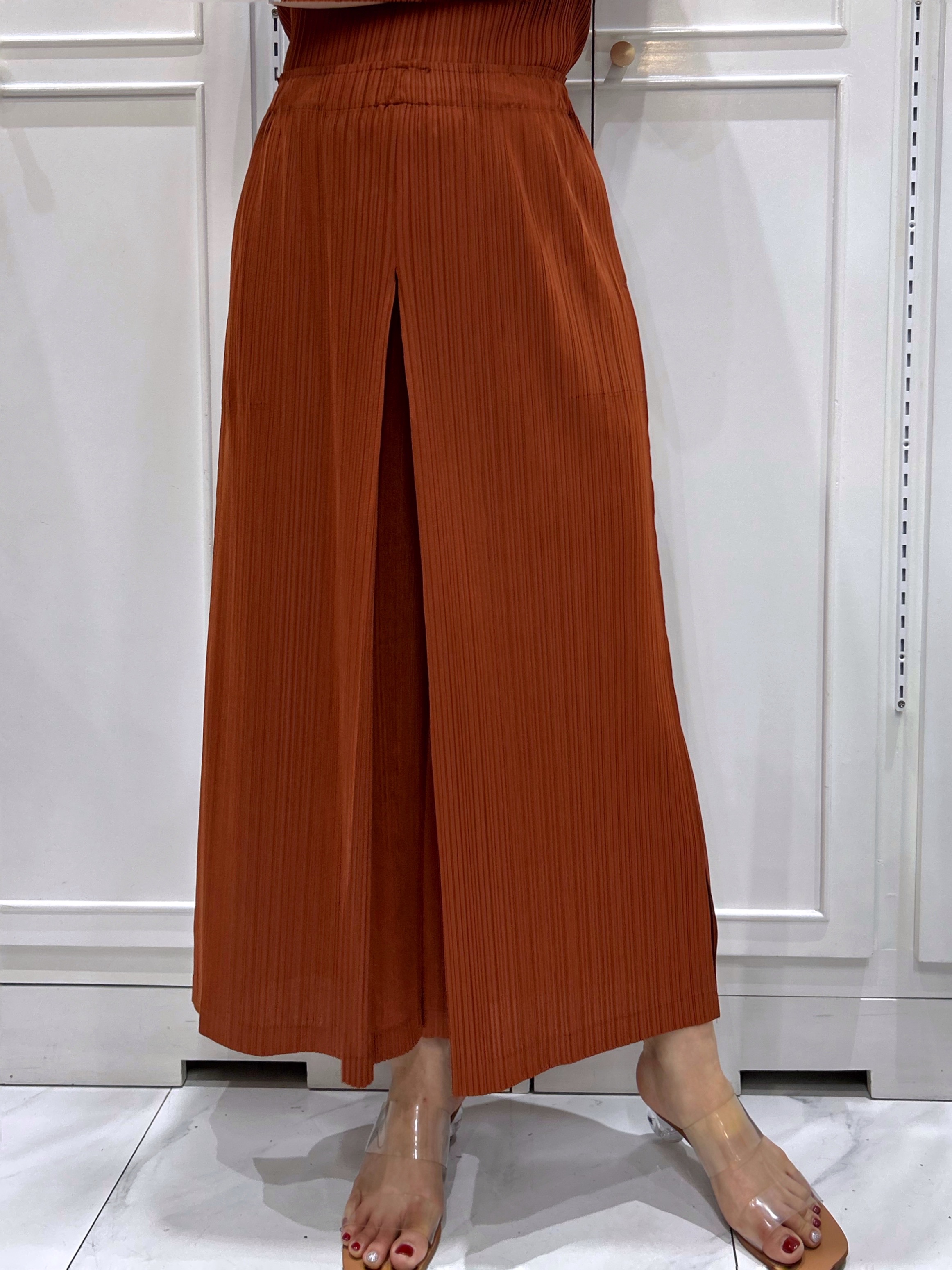 ปรับราคาลง20%!! ยาว 35นิ้ว!! 2MUAY รุ่น GJO11080 กางเกงอัดพลีท CULOTTE WIDE LEG PLEATED PANTS 8 สี FREE SIZE